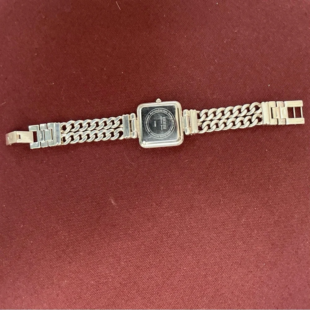 Ecclissi Sterling Silver Chain-Link Bracelet Square Dial Watch
